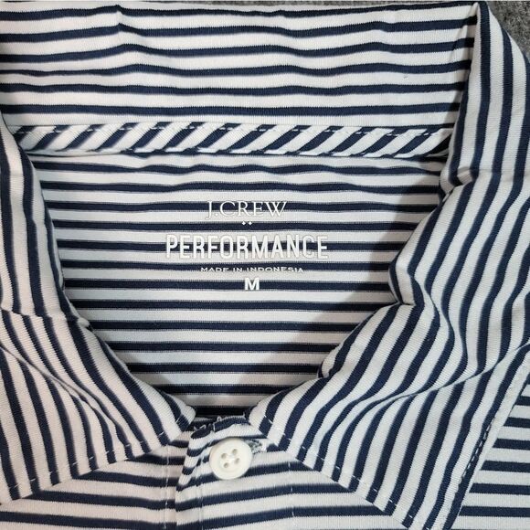 J. Crew Performance Golf Polo Shirt Mens Size L White Black Striped Short Sleeve - Picture 3 of 10
